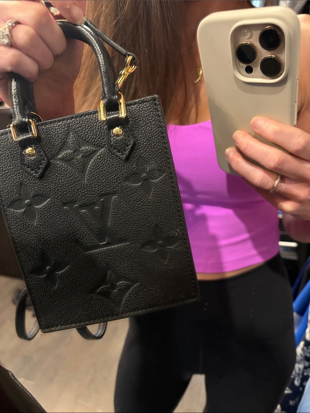 Authentic Like New Louis Vuitton Black Embossed Mini Tote with Gold Hardware - Picture 2 of 7